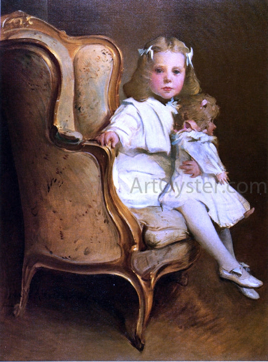  John White Alexander Portrait of a Young Girl with Her Doll - Hand Painted Oil Painting