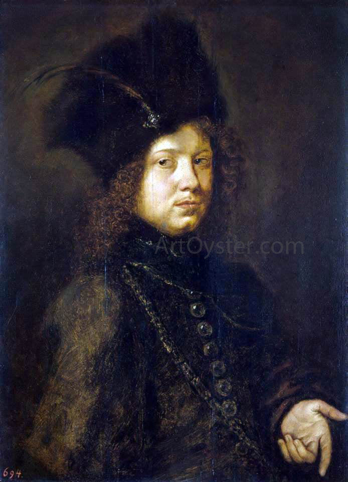  Christoph Paudiss Portrait of a Young Man in a Fur Hat - Hand Painted Oil Painting