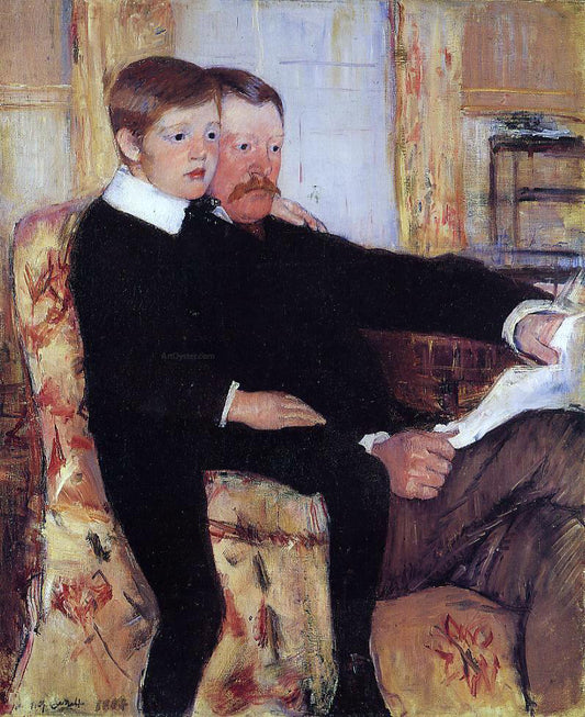  Mary Cassatt Portrait of Alexander J. Cassat and His Son Robert Kelso Cassatt - Hand Painted Oil Painting