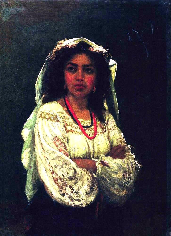  Ilia Efimovich Repin Portrait of an Italian Woman - Hand Painted Oil Painting