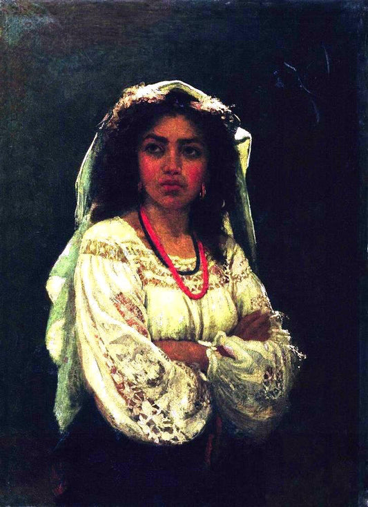  Ilia Efimovich Repin Portrait of an Italian Woman - Hand Painted Oil Painting