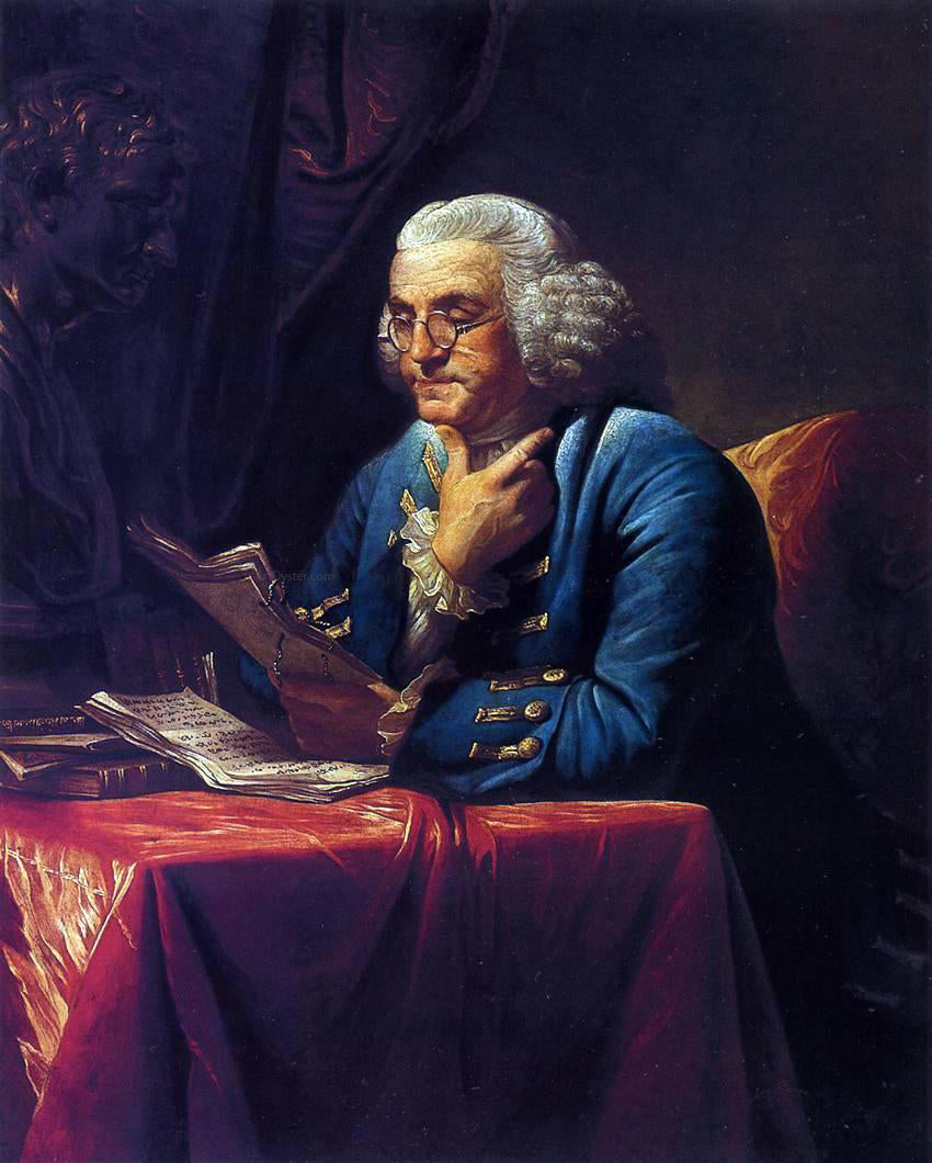  David Martin Portrait of Benjamin Franklin - Hand Painted Oil Painting