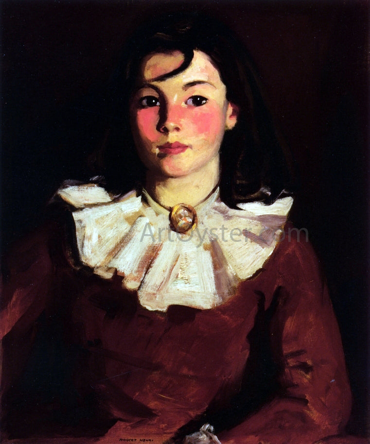  Robert Henri Portrait of Cara in a Red Dress - Hand Painted Oil Painting