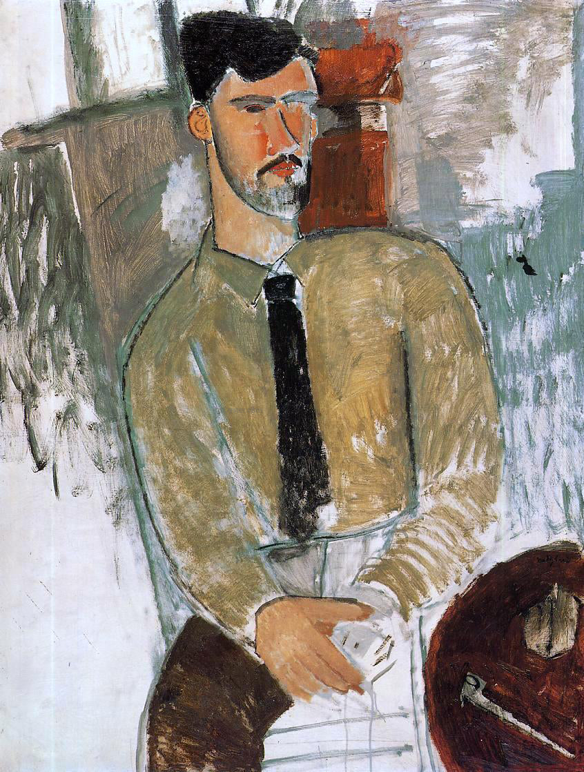  Amedeo Modigliani Portrait of Henri Laurens - Hand Painted Oil Painting