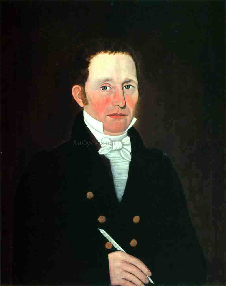  Jr. John Brewster Portrait of John Cox of Bridgeton, Maine - Hand Painted Oil Painting