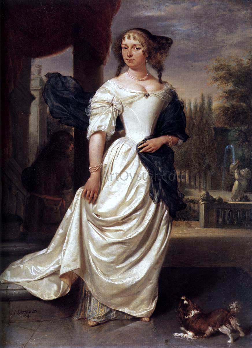  Johannes Verkolje Portrait of Margaretha Delff, Wife of Johan de la Faille - Hand Painted Oil Painting