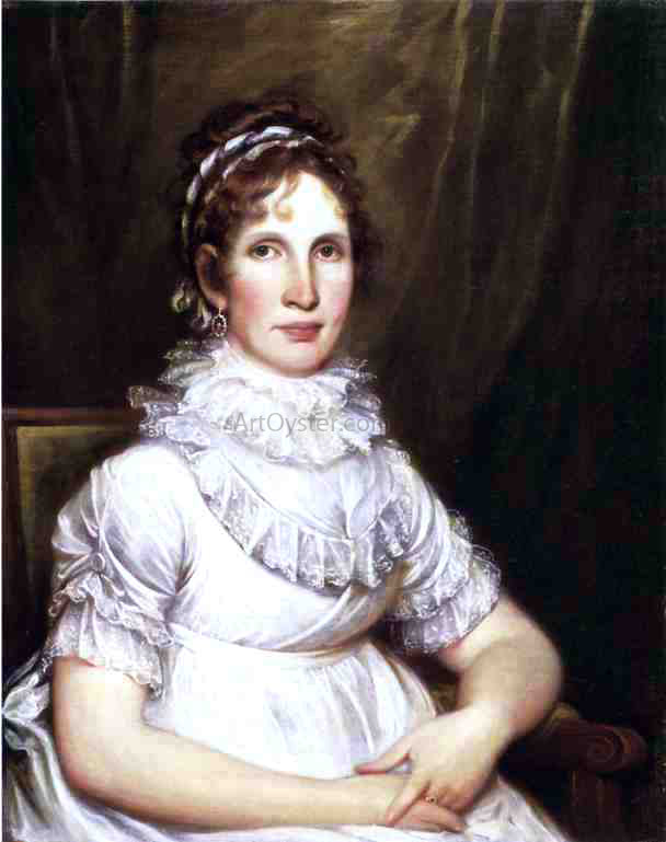  John Trumbull Portrait of Mrs. Isaac Bronson (nee Anna Olcott) - Hand Painted Oil Painting