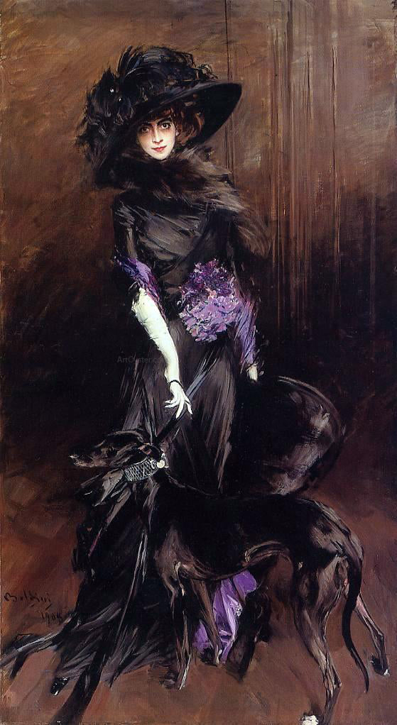  Giovanni Boldini Portrait of the Marchesa Luisa Casati, with a Greyhound - Hand Painted Oil Painting