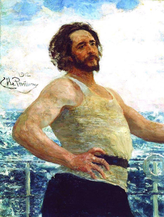  Ilia Efimovich Repin Portrait of writer Leonid Nikolayevich Andreyev on a Yacht - Hand Painted Oil Painting