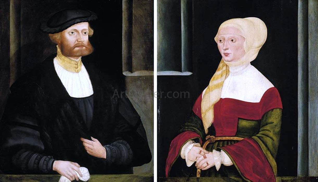  The Elder Hans Schopfer Portraits of a Gentleman and a Lady - Hand Painted Oil Painting