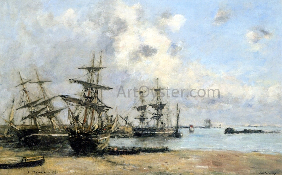  Eugene-Louis Boudin Portrieux, Boats in the Park - Hand Painted Oil Painting