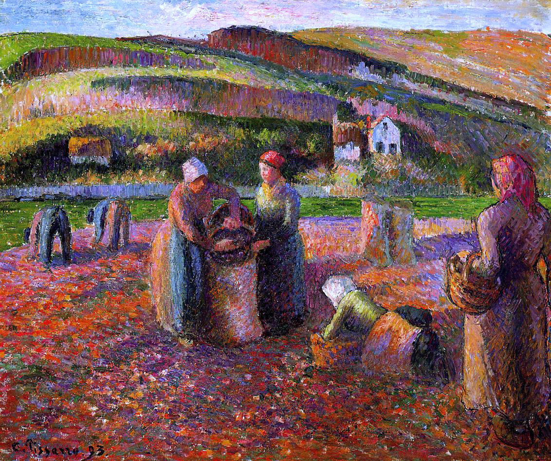  Camille Pissarro Potato Harvest - Hand Painted Oil Painting