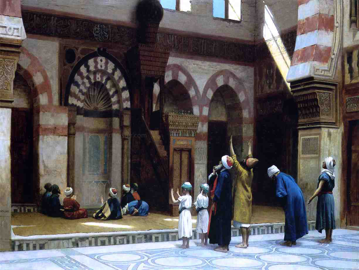  Jean-Leon Gerome Prayer in the Mosque of Caid Bey, in Cairo - Hand Painted Oil Painting