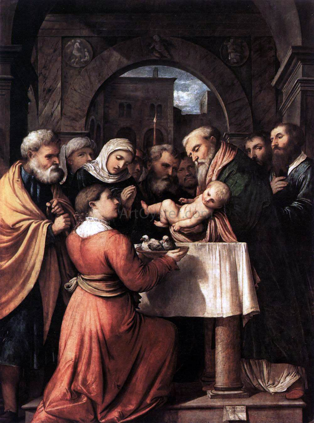  Girolamo Romanino Presentation of Jesus at the Temple - Hand Painted Oil Painting