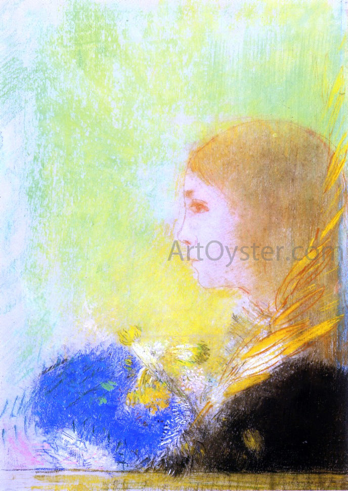 Odilon Redon Profile of a Young Girl - Hand Painted Oil Painting