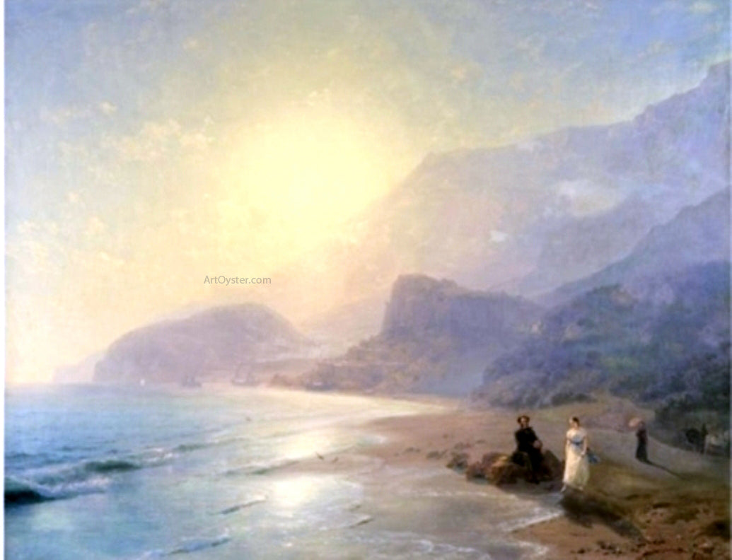  Ivan Constantinovich Aivazovsky Pushkin and Countess Raevskaya by the sea near Gurzuf and Partenit - Hand Painted Oil Painting