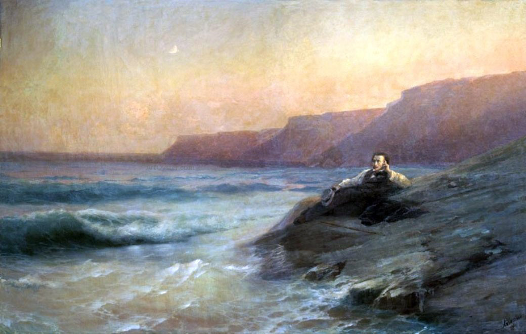  Ivan Constantinovich Aivazovsky Pushkin on Coast of Black Sea - Hand Painted Oil Painting