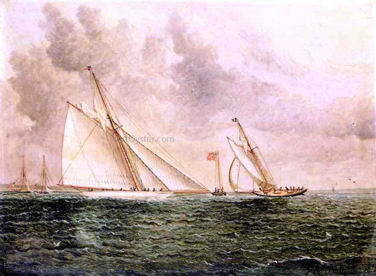  James E Buttersworth Racing Scene off Bay Ridge - Hand Painted Oil Painting