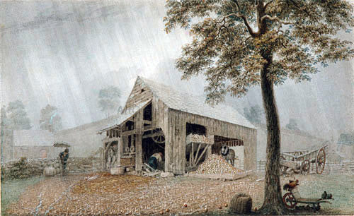  George Harvey Rainstorm - Cider Mill at Redding, Connecticut - Hand Painted Oil Painting