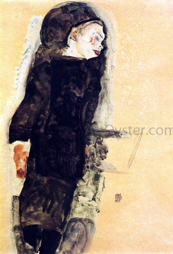  Egon Schiele Reclining Girl, with Round Head - Hand Painted Oil Painting