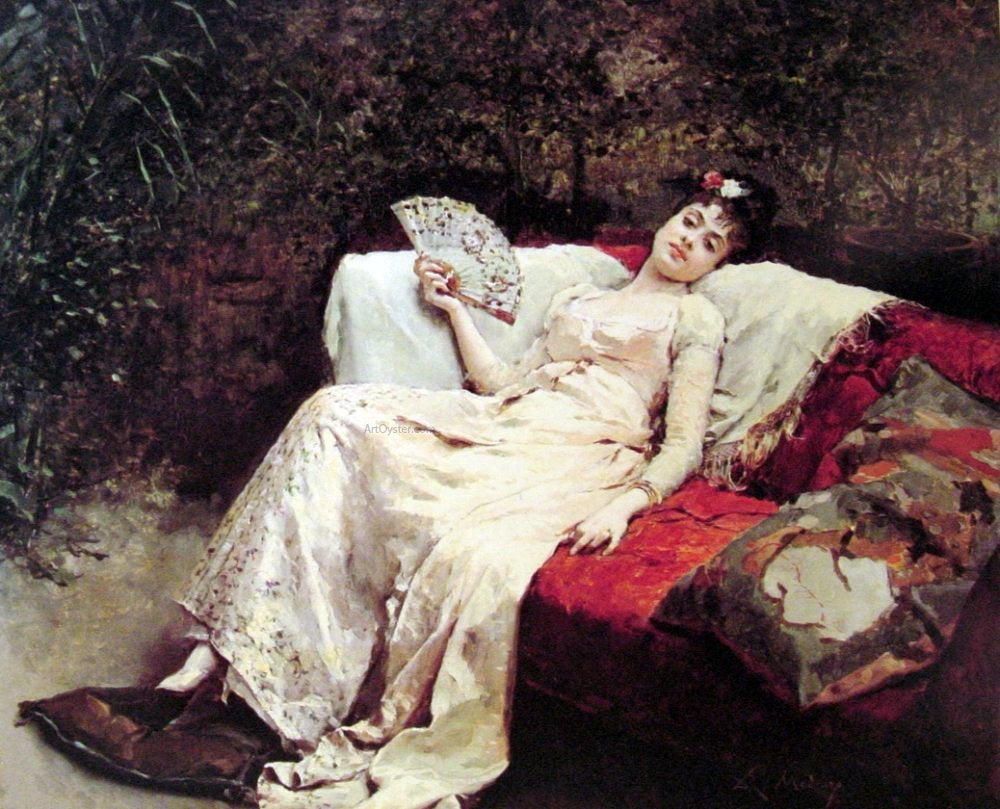  Raimundo de Madrazo Y Garreta Reclining Lady - Hand Painted Oil Painting