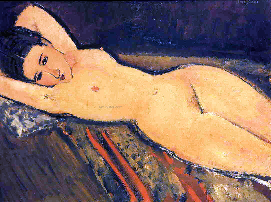  Amedeo Modigliani Reclining Nude, Arms Folded under Her Head - Hand Painted Oil Painting