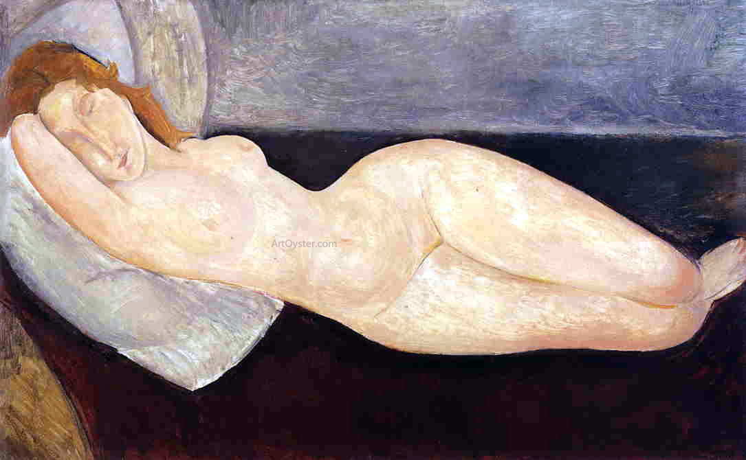  Amedeo Modigliani Reclining Nude, Head on Right Arm - Hand Painted Oil Painting
