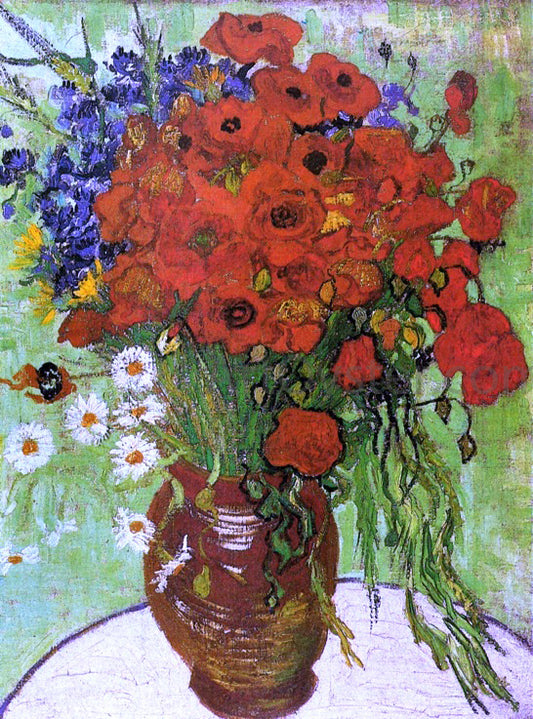  Vincent Van Gogh A Vase with Red Poppies and Daisies - Hand Painted Oil Painting