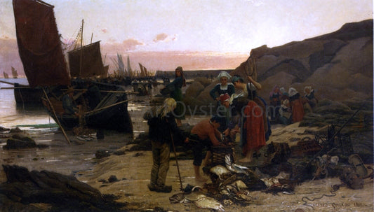  Alfred Guillou Reeling in the Catch - Hand Painted Oil Painting