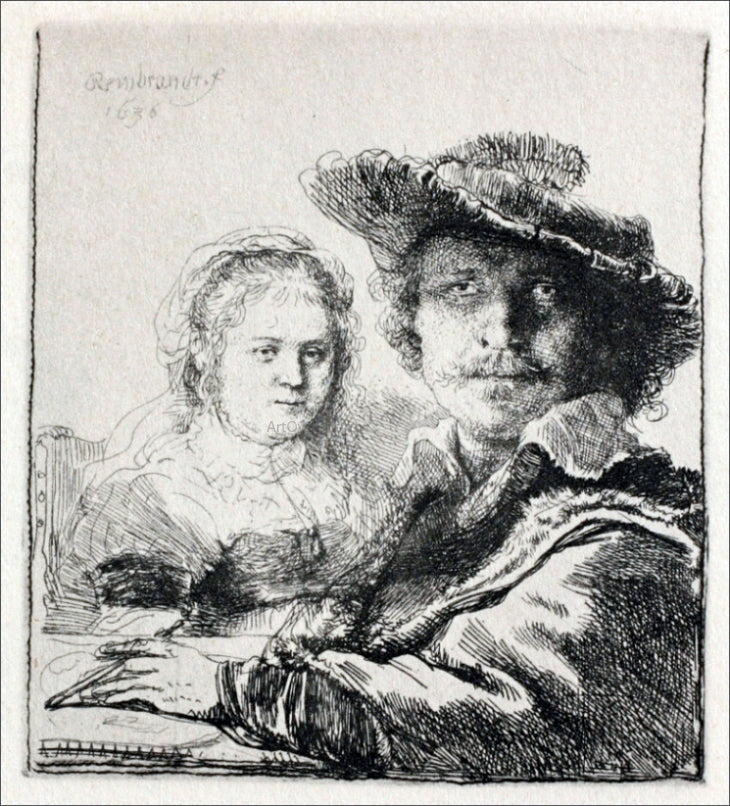 Rembrandt Van Rijn Rembrandt with his Wife - Hand Painted Oil Painting
