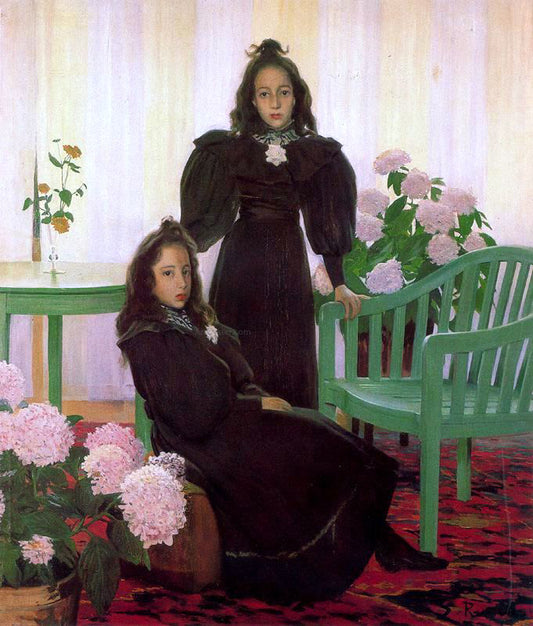  Santiago Rusinol Prats Retratro de Gemelas - Hand Painted Oil Painting