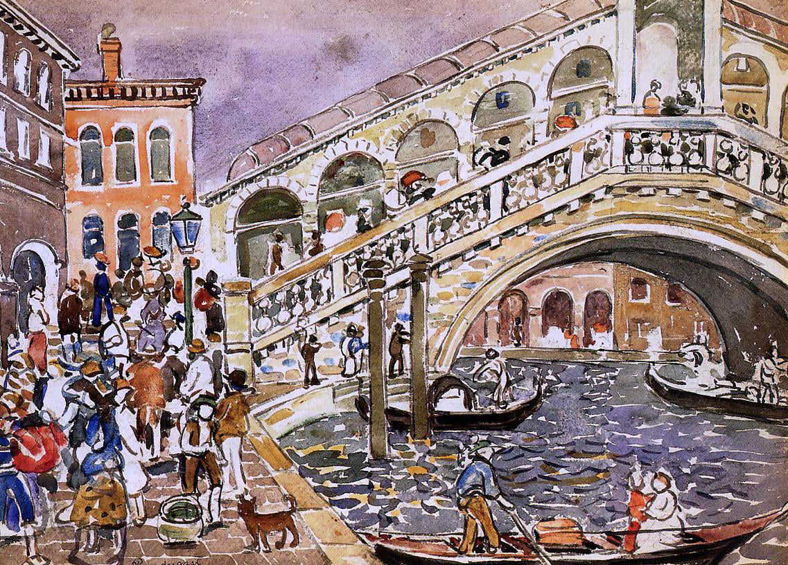  Maurice Prendergast Rialto Bridge (also known as The Rialto Bridge, Venice) - Hand Painted Oil Painting
