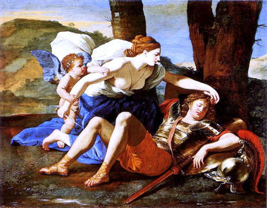  Nicolas Poussin Rinaldo and Armida - Hand Painted Oil Painting