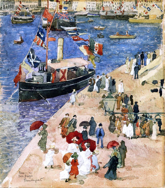  Maurice Prendergast Riva San Biagio, Venice - Hand Painted Oil Painting