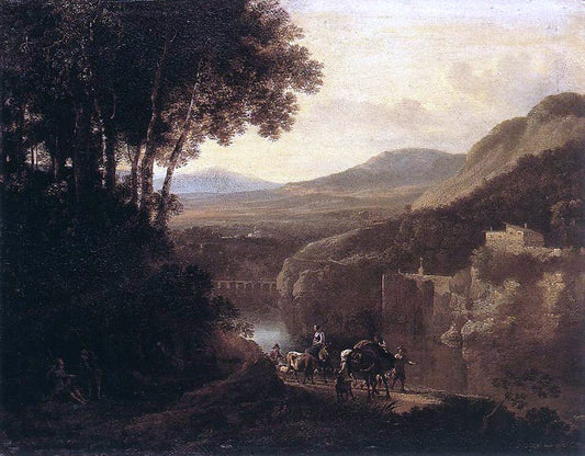  Jan Hackaert River Scene - Hand Painted Oil Painting