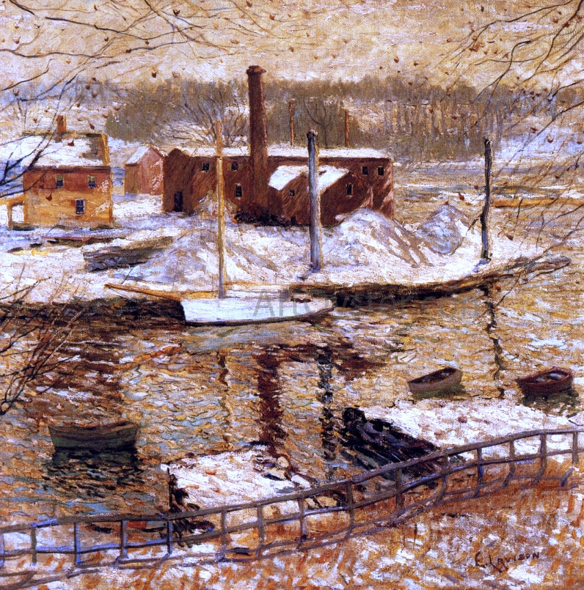  Ernest Lawson River Scene in Winter - Hand Painted Oil Painting