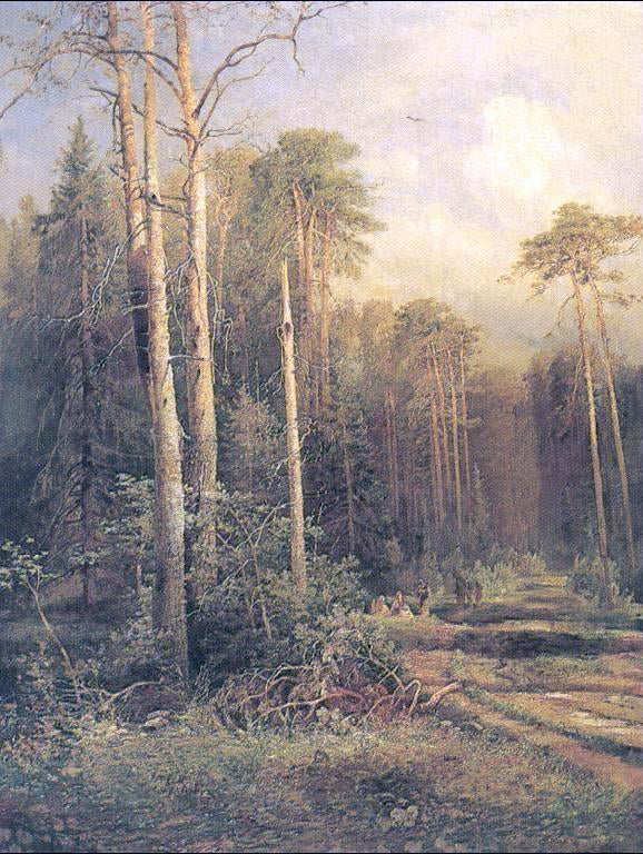  Alexei Kondratevich Savrasov Road in a forest - Hand Painted Oil Painting