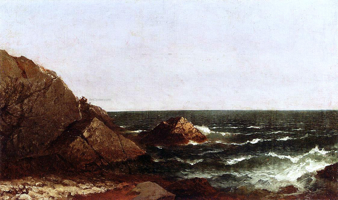  John Frederick Kensett Rocks at Newport - Hand Painted Oil Painting