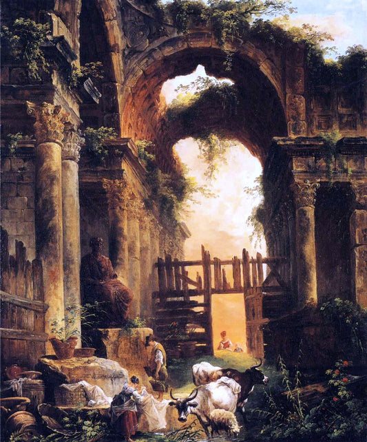  Hubert Robert A Roman Ruin - Hand Painted Oil Painting