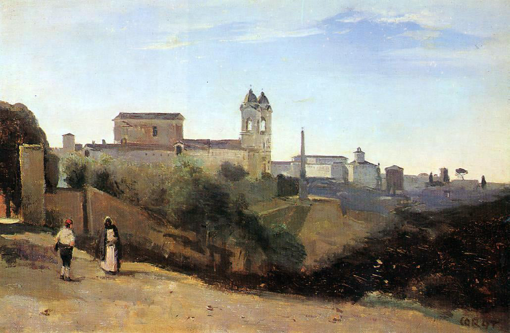  Jean-Baptiste-Camille Corot Rome, Monte Pinco, the Trinita dei Monte, View from the Garden of the Academie de France - Hand Painted Oil Painting