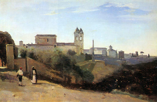  Jean-Baptiste-Camille Corot Rome, Monte Pinco, the Trinita dei Monte, View from the Garden of the Academie de France - Hand Painted Oil Painting