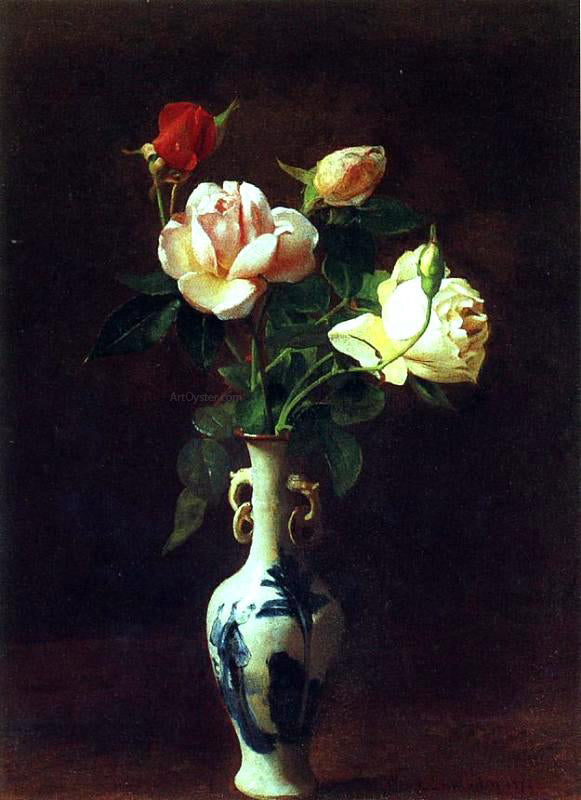  George Cochran Lambdin Roses in a Vase - Hand Painted Oil Painting
