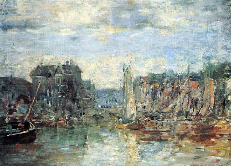  Eugene-Louis Boudin Rotterdam, the Commodities Exchange Port - Hand Painted Oil Painting