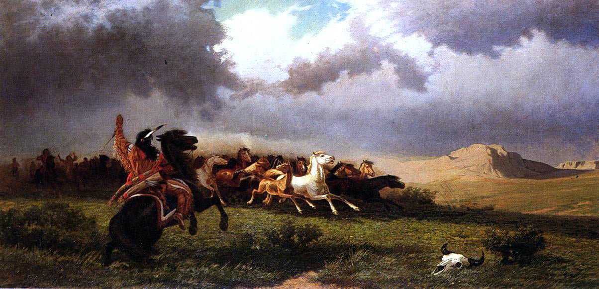  William De la Montagne Cary Rounding up Horses - Hand Painted Oil Painting