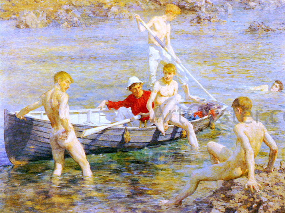  Henry Scott Tuke Ruby, Gold And Malachite - Hand Painted Oil Painting