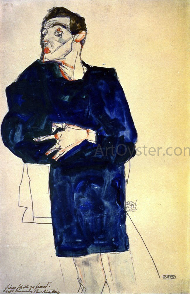  Egon Schiele Rufer - Hand Painted Oil Painting