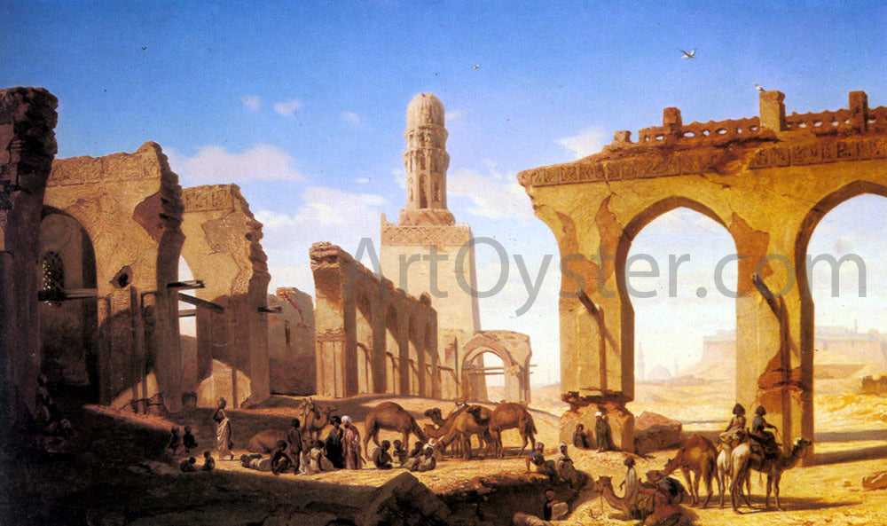  Prosper Marilhat Ruines de la Mosquee du Calife Hakem au Caire - Hand Painted Oil Painting