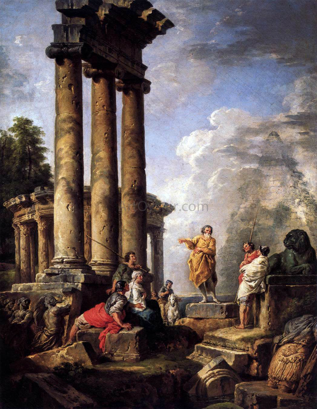  Giovanni Paolo Pannini Ruins with St Paul Preaching - Hand Painted Oil Painting