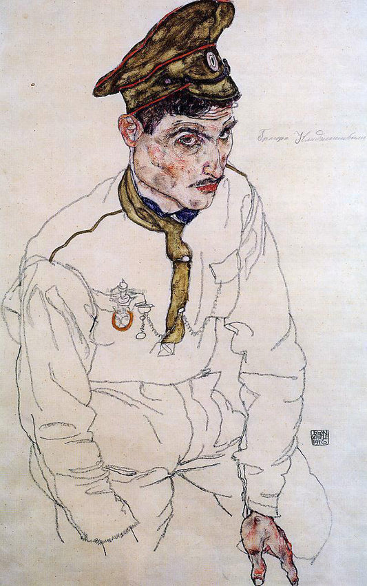  Egon Schiele Russian Prisoner of War (also known as Grigori Kladjishuli) - Hand Painted Oil Painting