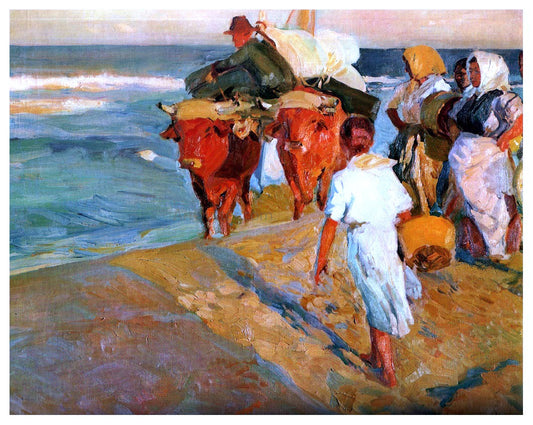  Joaquin Sorolla Y Bastida Sacando la Barca - Hand Painted Oil Painting